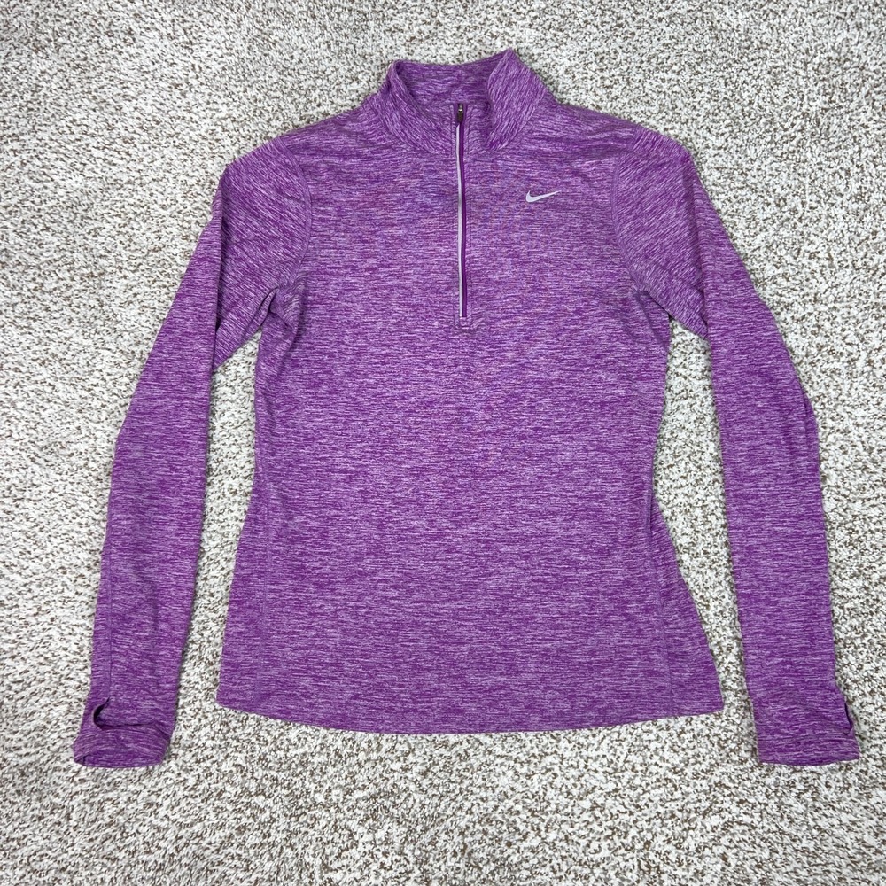 Nike Pullover Womens Small Purple Half Zip Long Sleeve Top Dri Fit Running Logo